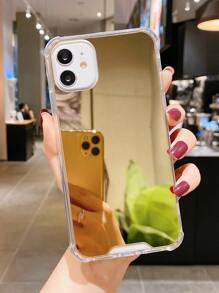 Funda protectora de teléfono con espejo enchapado de moda compatible con iPhone 17 Pro Max/16 Plus - Dorado - Ver 4