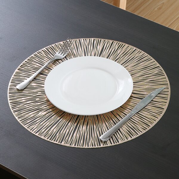 

1pc Plain Round Non-slip Placemat, Gold