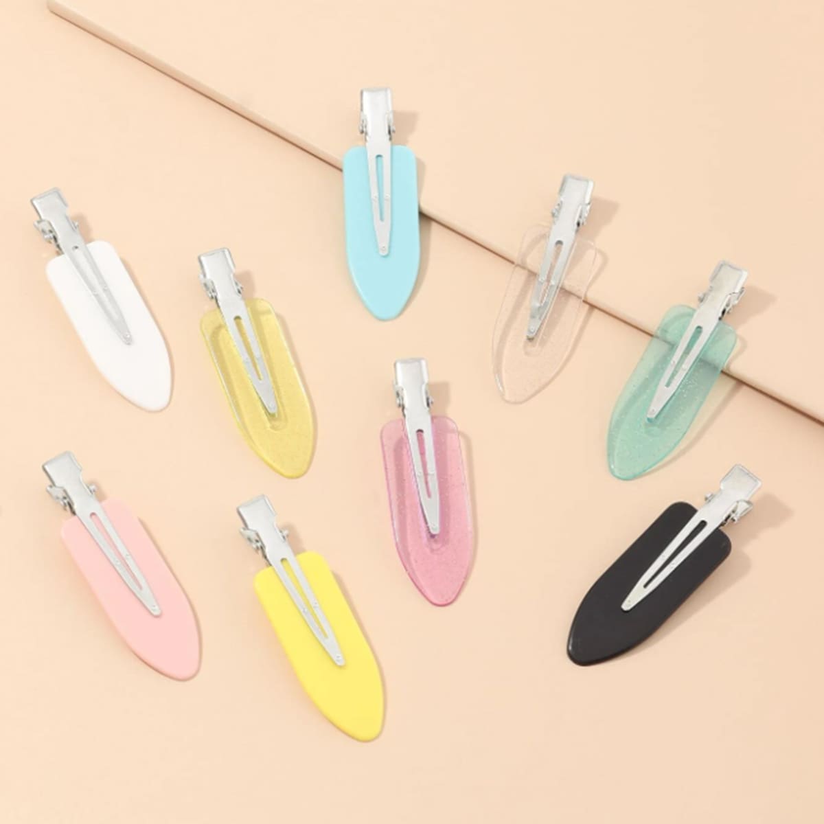 

9pcs Random Color Solid Hair Clip, Multicolor