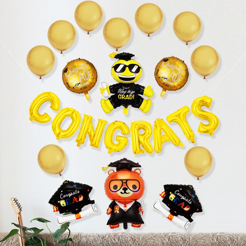 

25pcs Cartoon Figure Design Graduation Balloon Set, Multicolor