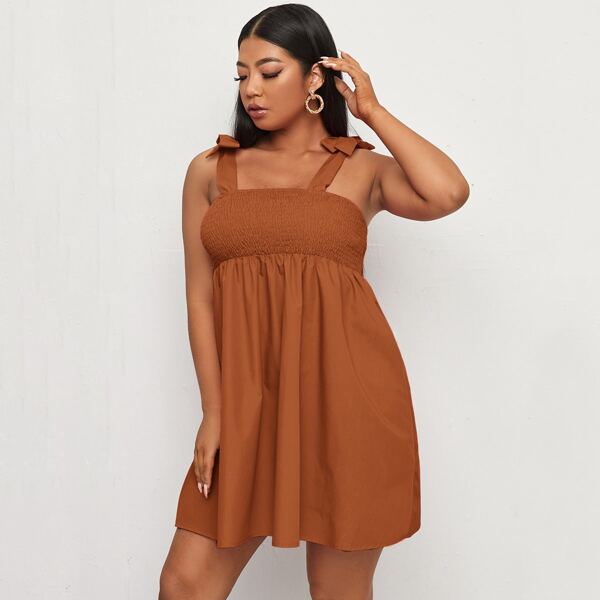 

Plus Knot Shoulder Shirred Cami Dress, Ginger