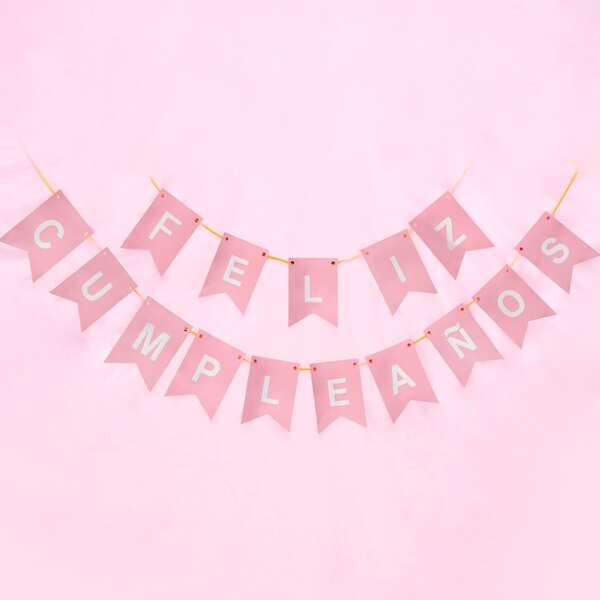 

1set Spanish Print Birthday Banner, Pink