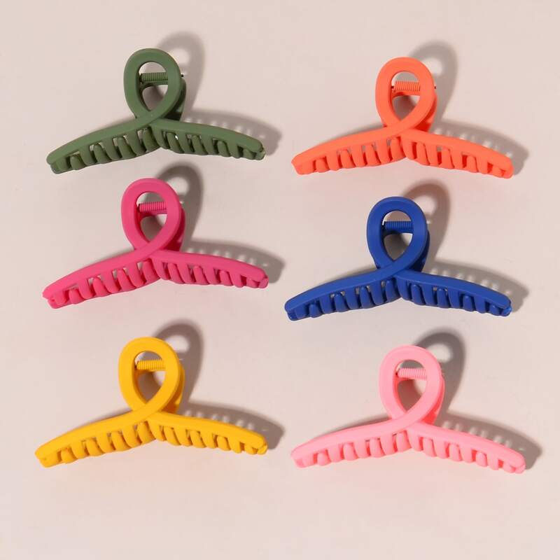 

6pcs Solid Hair Claw, Multicolor
