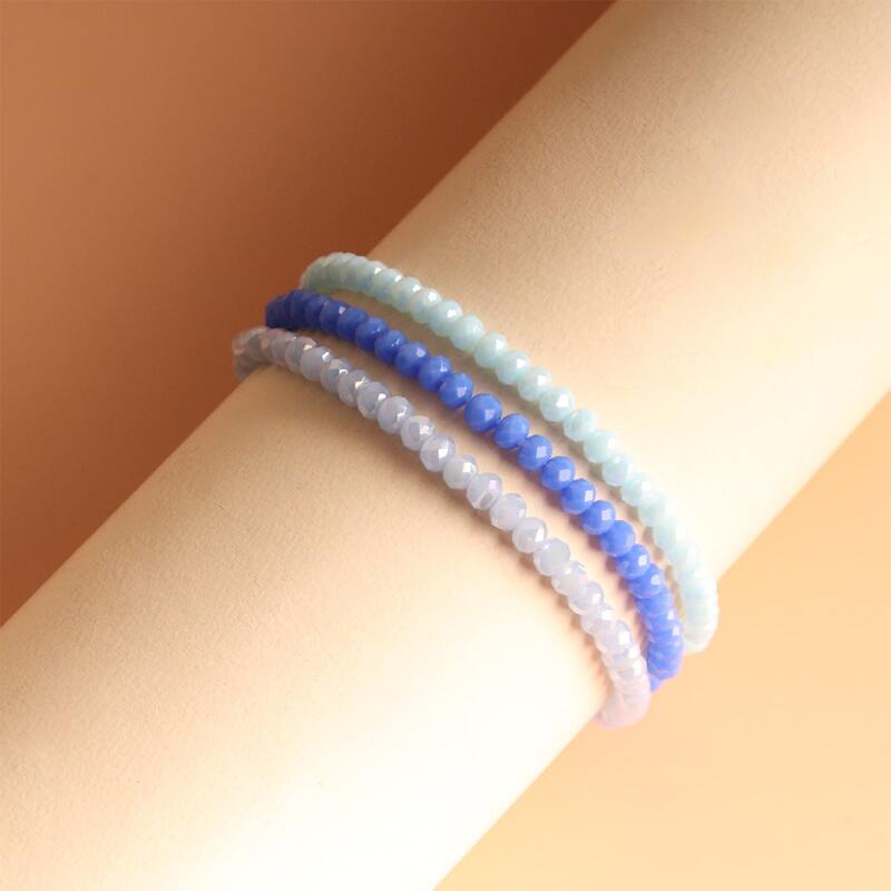 

3pcs Plain Beaded Bracelet, Blue