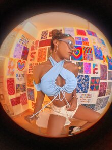 Solid Tie Back Peekaboo Top - Baby Blue - View 6