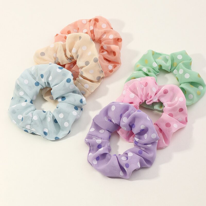

6pcs Polka Dot Scrunchie, Multicolor