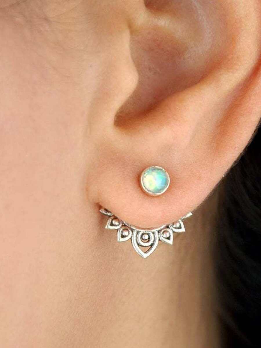 Simple Earring Jackets - Antique Silver - View 1