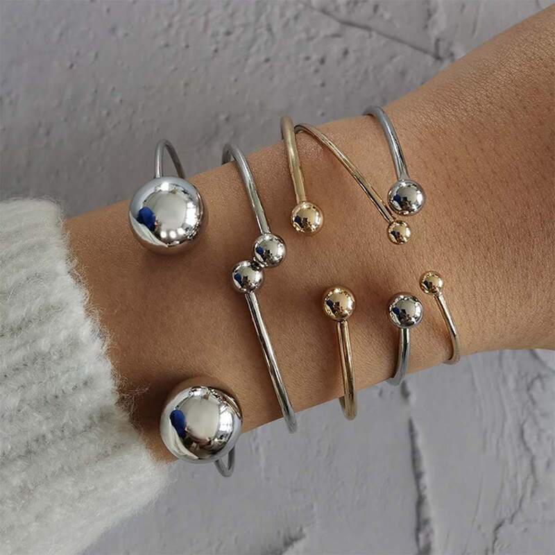 

5pcs Minimalist Cuff Bracelet, Multicolor