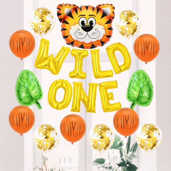 

42pcs Cartoon Tiger Birthday Balloon Set, Multicolor