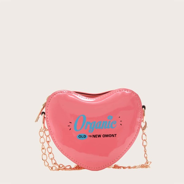 

Girls Letter Graphic Chain Novelty Bag, Pink