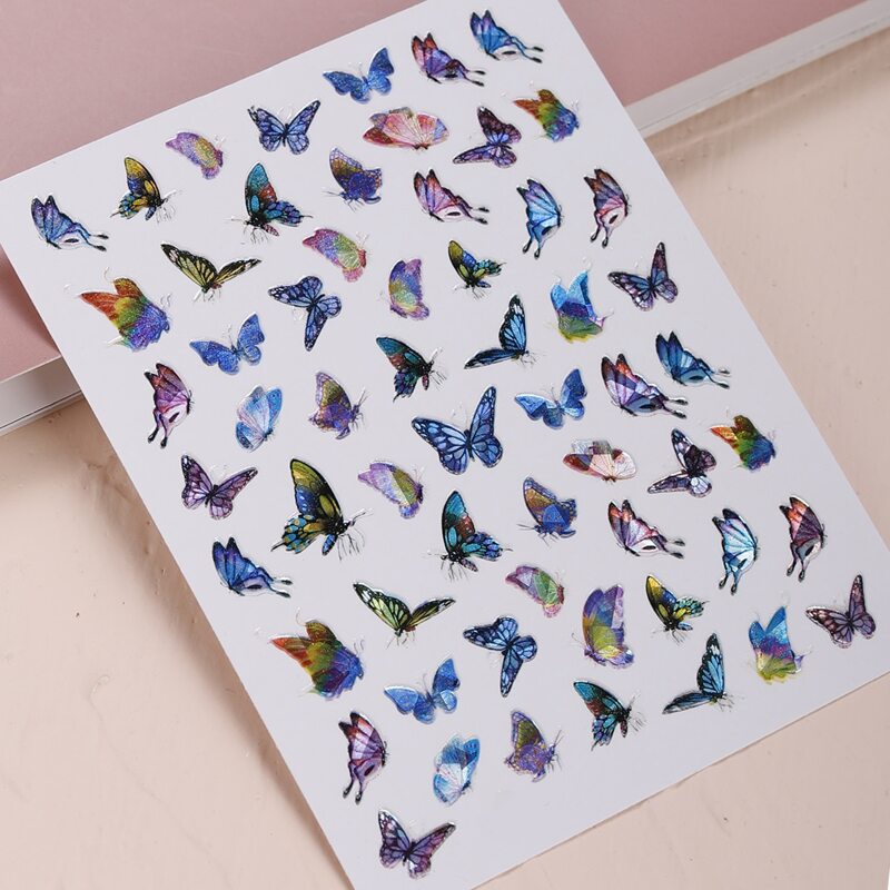 

1sheet Butterfly Shaped Laser Nail Art Sticker, Multicolor