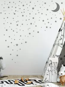 Pegatina de pared de niños con estampado de estrella - Gris - Ver 1