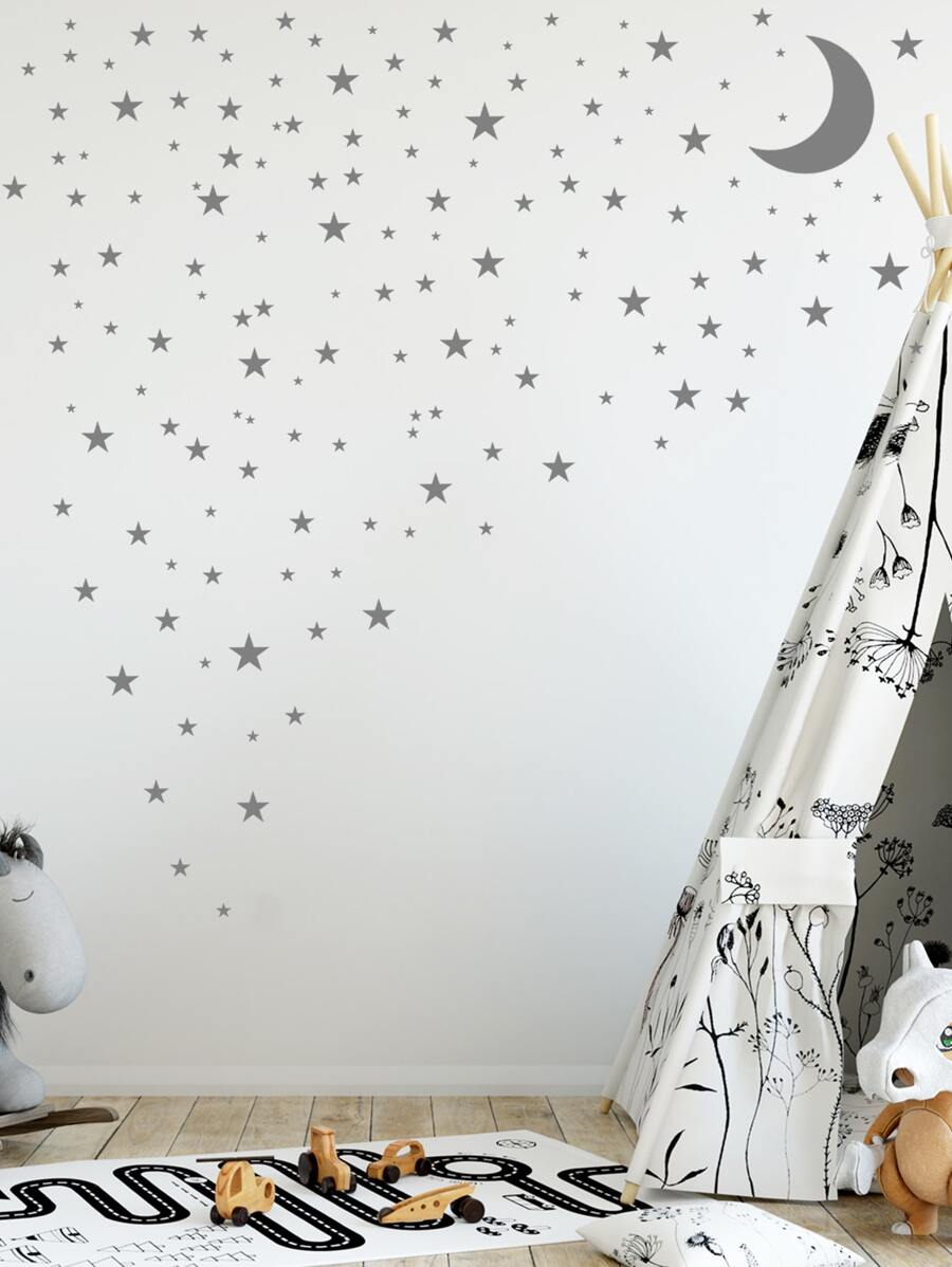 Pegatina de pared de niños con estampado de estrella - Gris - Ver 1