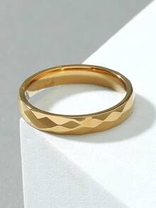 Men Simple Round Ring - Yellow Gold - View 2