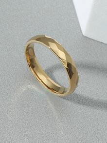 Men Simple Round Ring - Yellow Gold - View 3