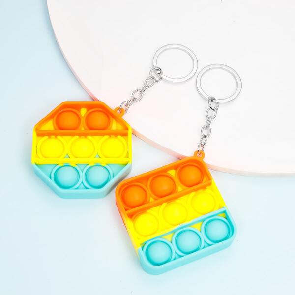 

2pcs Creative Stress Relief Keychain, Multicolor