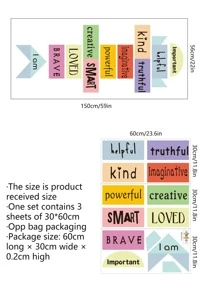 Pegatina de piso de niños con estampado de slogan - Multicolor - Ver 2