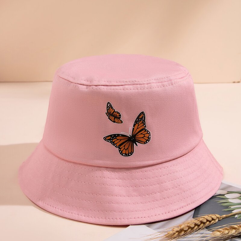 

Butterfly Pattern Bucket Hat, Pink