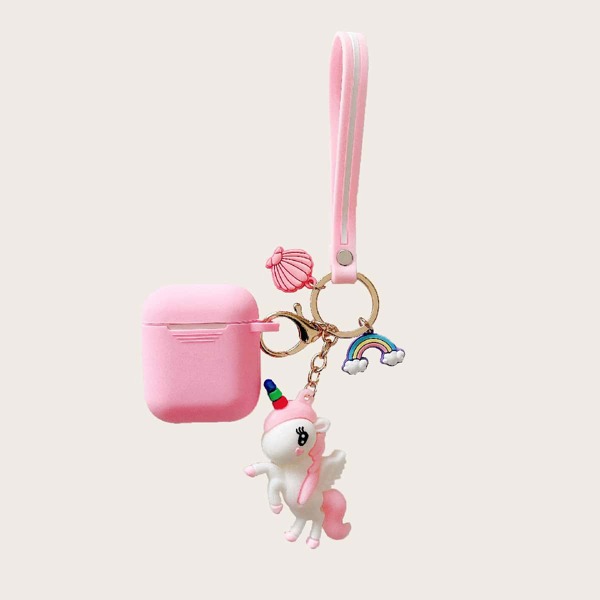 

Чехол с узором единорога для Airpods, Розовые