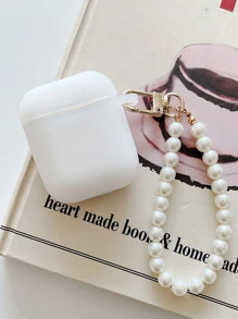 Hộp bảo vệ tai nghe Bluetooth chống sốc bằng silicon đính cườm tối giản, áp dụng cho tai nghe Apple - trắng - Xem 2