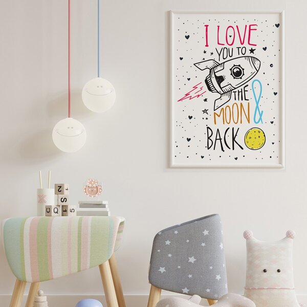 

1pc Kids Rocket Print Unframed Painting, White