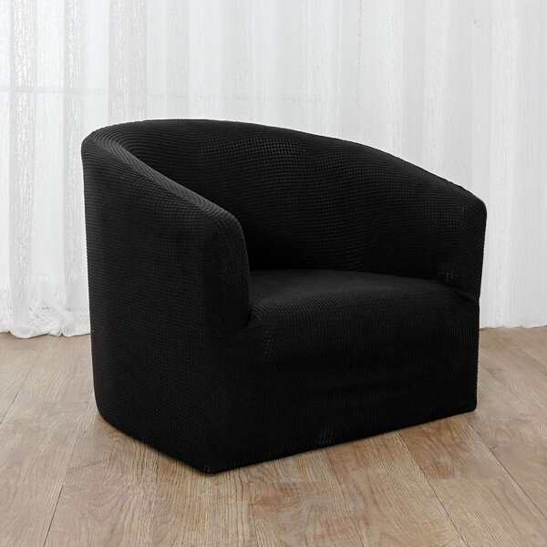 

Solid Color Wing Chair Slipcover, Black