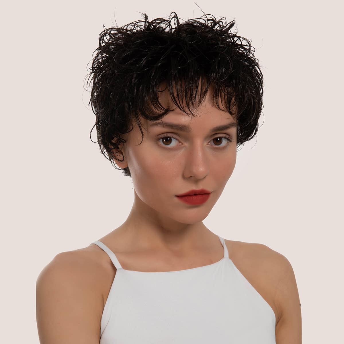 

Natural Short Curly Wig, Brown