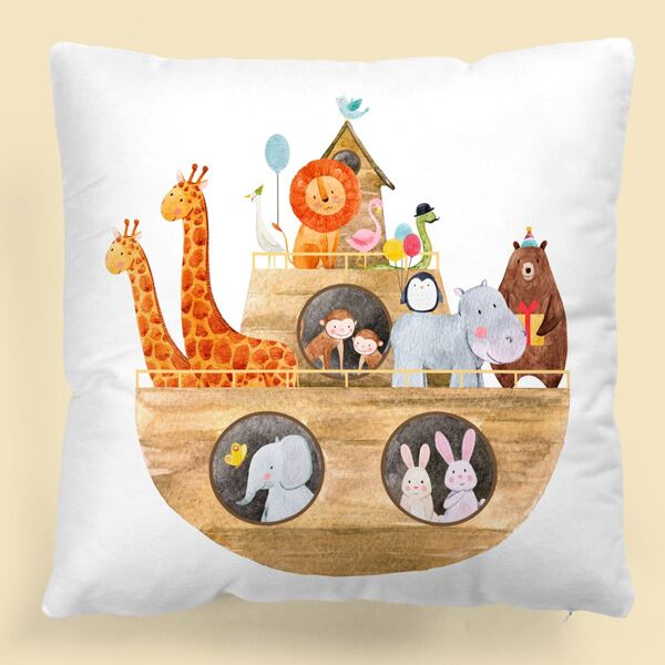 

Kids Cartoon Animal Print Cushion Cover Without Filler, Multicolor