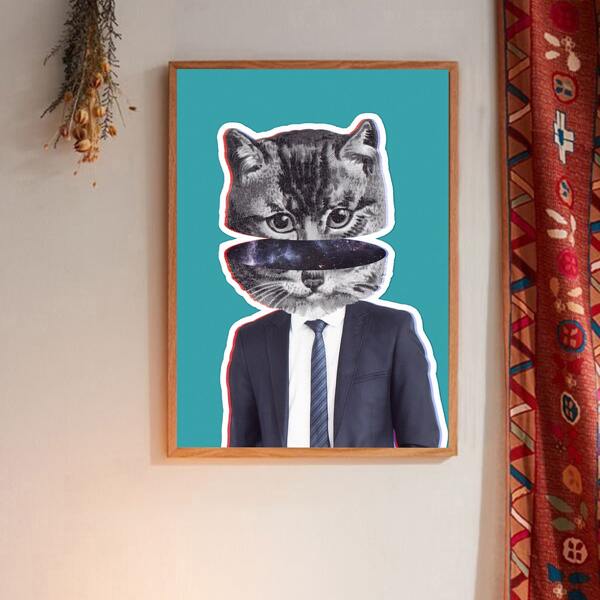 

Cat Print Unframed Painting, Multicolor