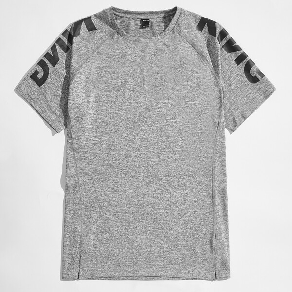 

Men Letter Graphic Tee, Grey