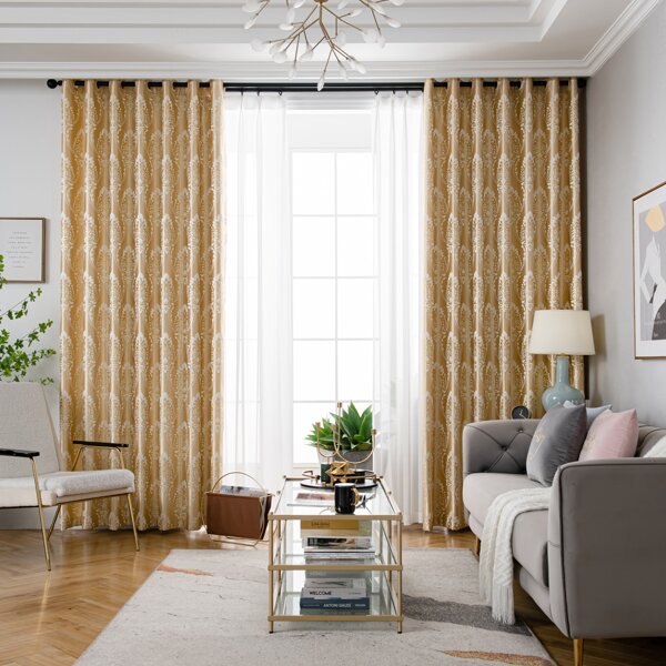 

Royal Pattern Single Panel Blackout Curtain, Gold