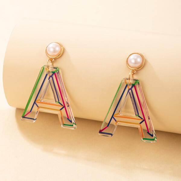 

Acrylic Letter Earrings, Multicolor
