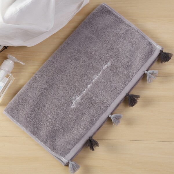 

Letter Embroidered Tassel Towel, Dark grey