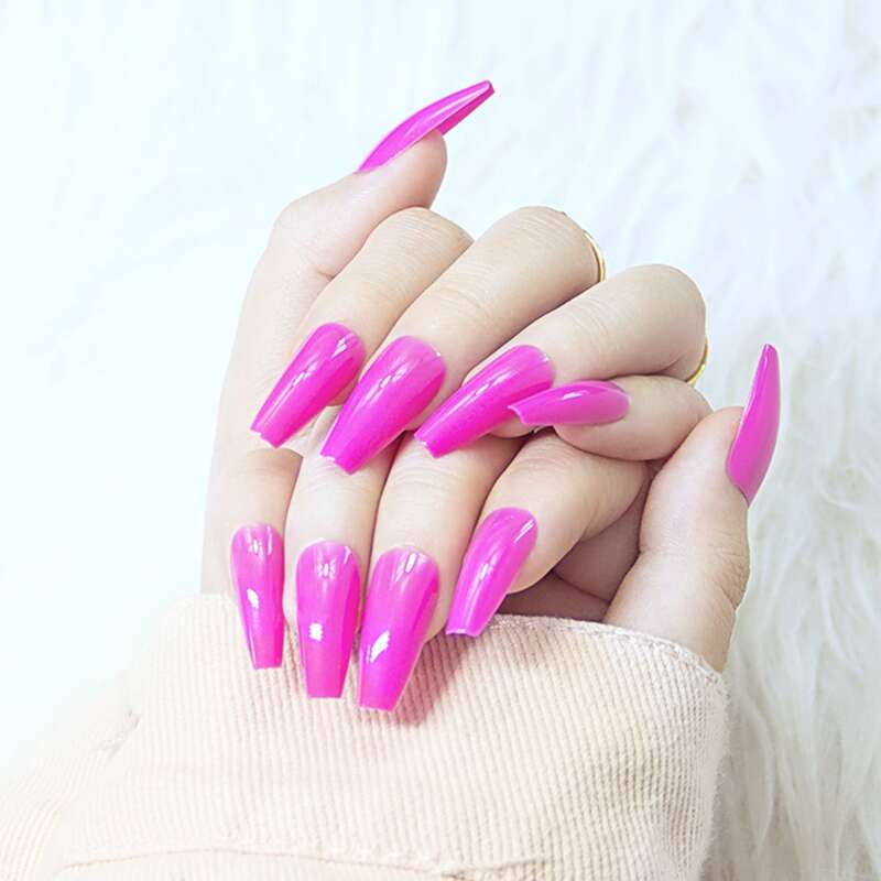 

24pcs Fake Nail & 1sheet Tape & 1pc Nail File, Pink