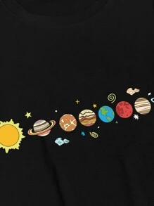 Manfinity Hypemode 男士行星圖案T恤 - 黑色 - 查看 4