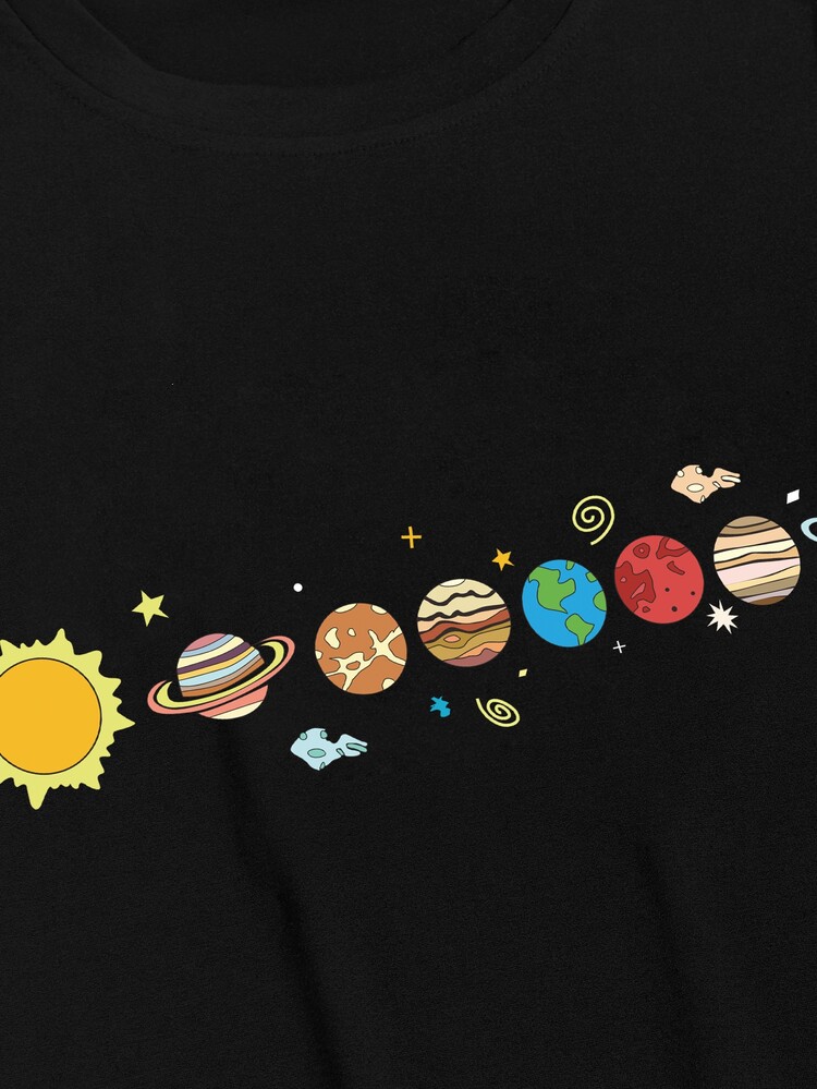 Manfinity Hypemode 男士行星圖案T恤 - 黑色 - 查看 4