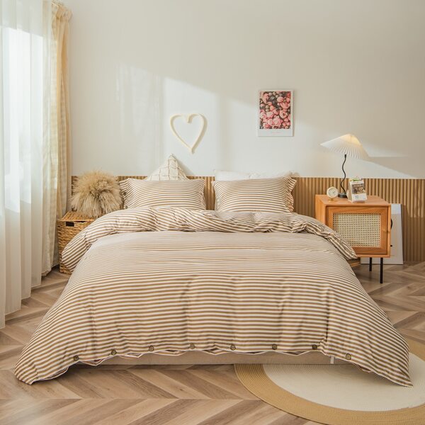 

Striped Pattern Duvet Cover Set Without Filler, Khaki