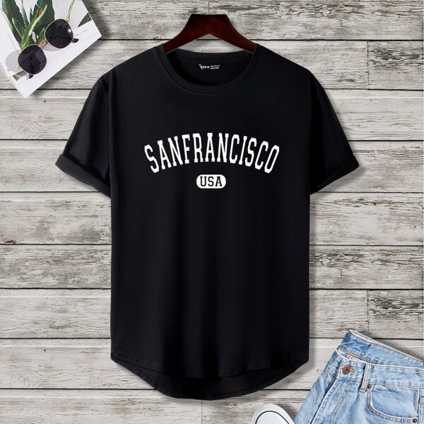 

Men Letter Graphic Tee, Black