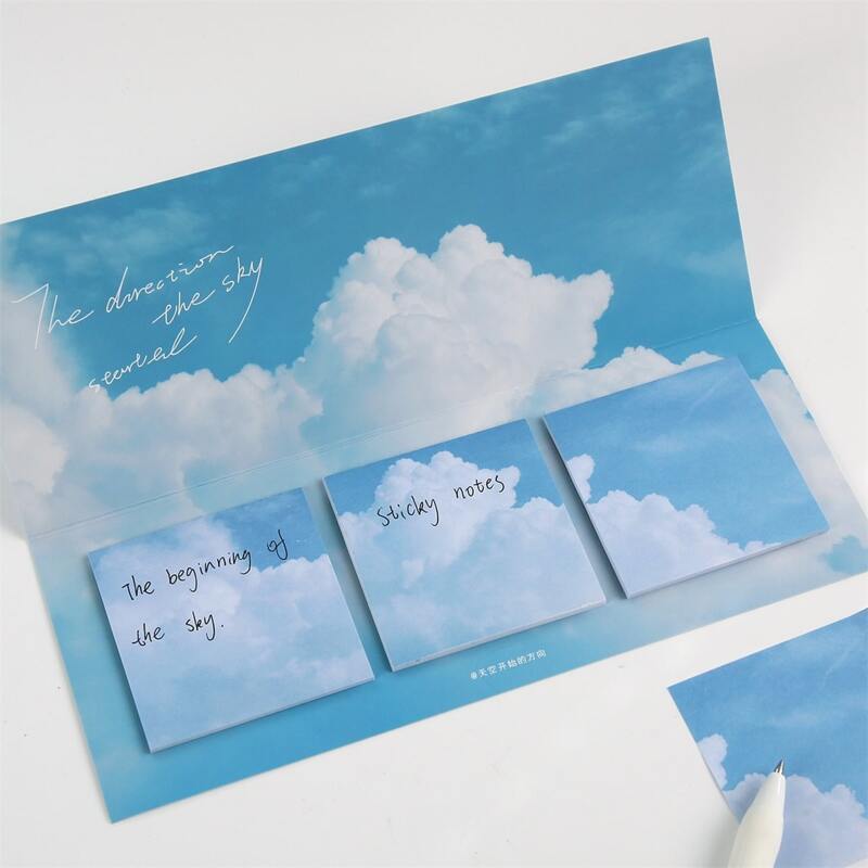 

1set Sky Print Sticky Note, Multicolor