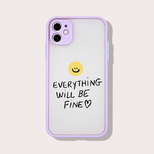 

Slogan Graphic Phone Case, Purple