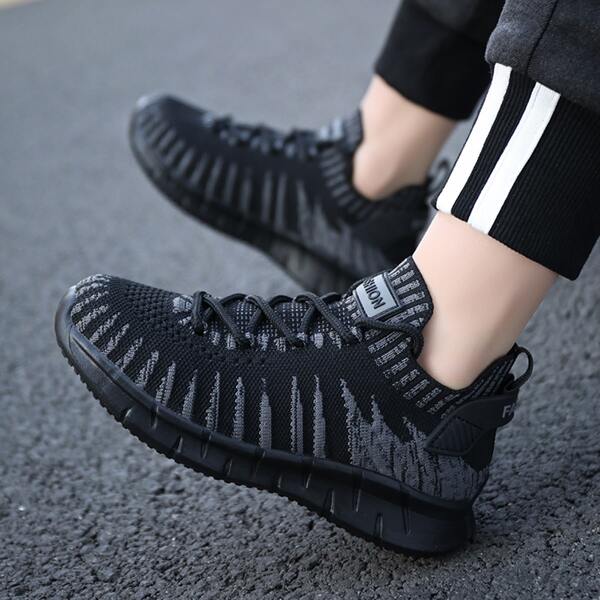 

Boys Lace-up Decor Sneakers, Black