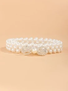 仿珍珠腰帶,優雅時尚 - 白色 - 查看 1