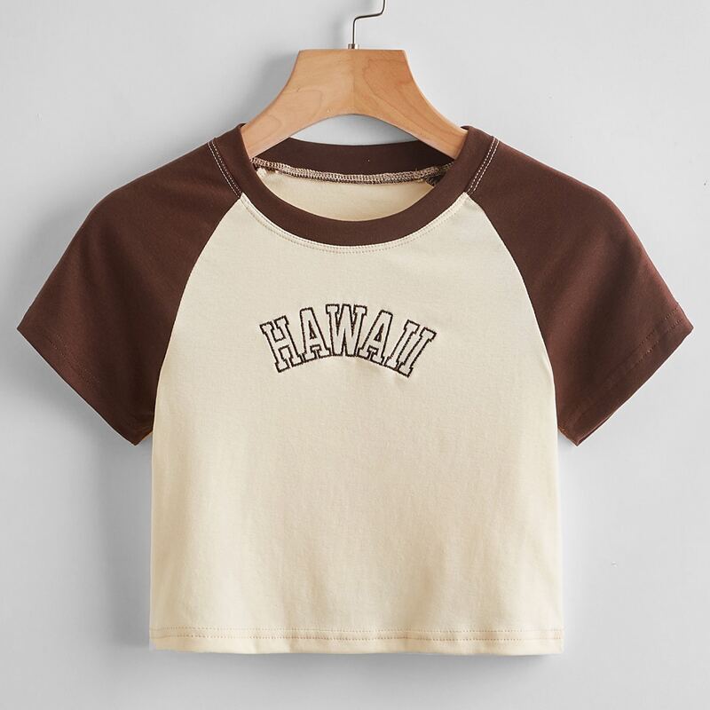 

Letter Embroidery Colorblock Tee, Multicolor