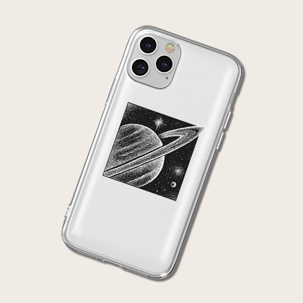 

Planet Print Phone Case, Black and white