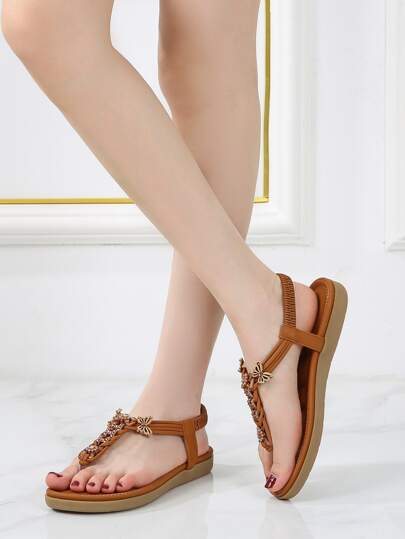 Plus Size Hollow Out Flat Women Shoes, Cross-Border Bohemian Comfortable Vintage Sandals For Women