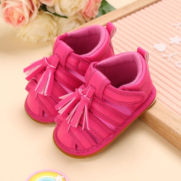 

Baby Girl Tassel Decor Sandals, Hot pink