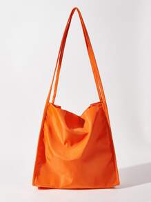 SHEIN Logo Print Waterproof Tote Bag - Orange - View 2