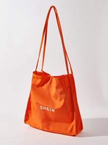 SHEIN Logo Print Waterproof Tote Bag - Orange - View 3