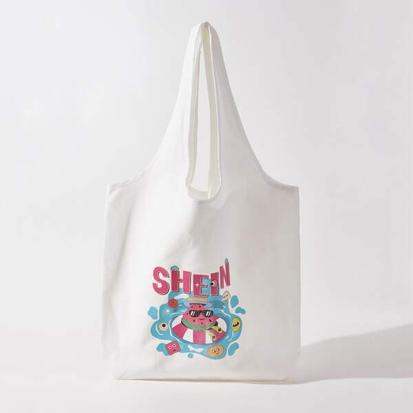 

SHEIN Summer Vacation Mode Tote Bag, White