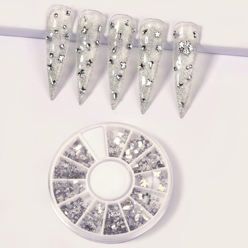 

1box Mix Shaped Rhinestone Nail Art Decoration, Silver